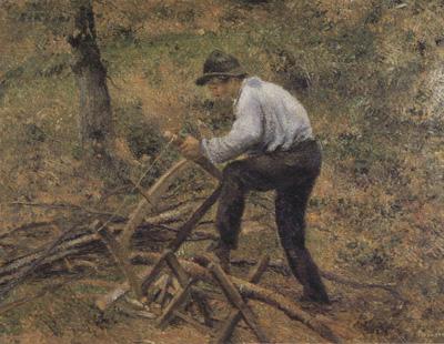 Camille Pissarro Pere Melon Sawing Wood,Pontoise (nn02) oil painting picture
